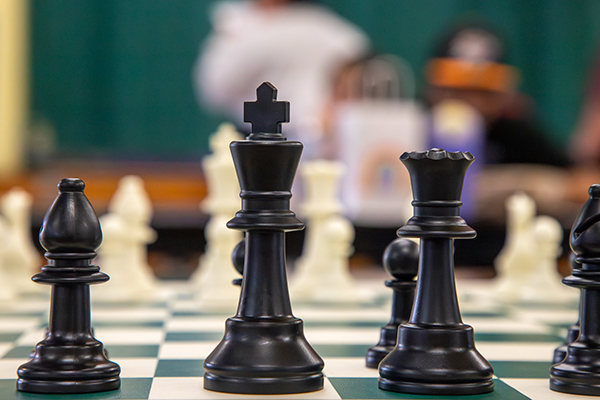Closeup view of chess board